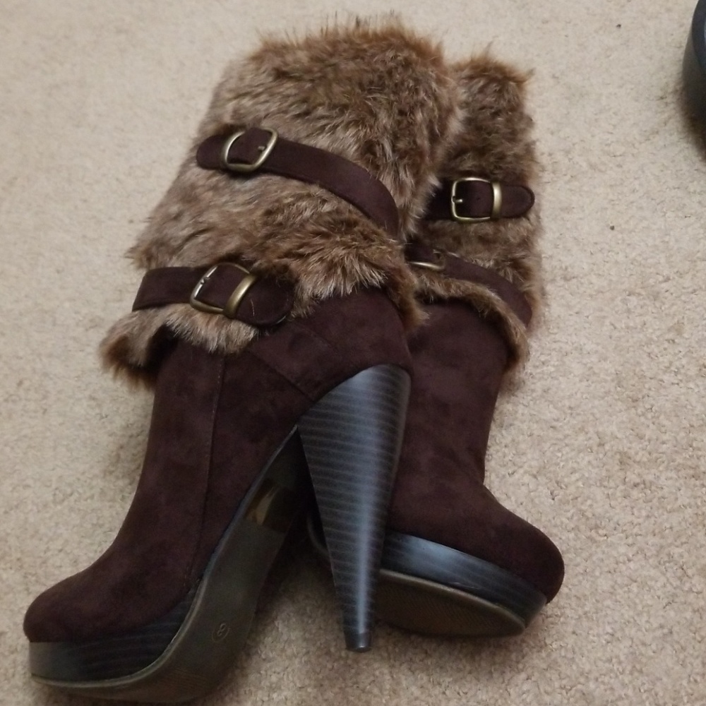 CLOSING FEB 10! High heel faux fur boots
